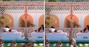 Canlı yayında takla atarken mayosu açılan kadın yarışmacı rezil oldu