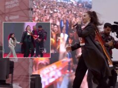 Ebru Yaşar, Galatasaray’ın şampiyonluk kutlamasında kızı ve oğluyla sahneye çıktı