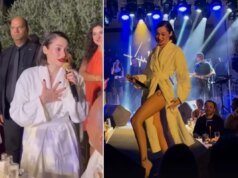 Uçakta valizi kaybolan Alya, sahneye bornozla çıktı