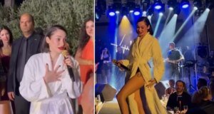 Uçakta valizi kaybolan Alya, sahneye bornozla çıktı