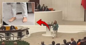 CHP’li Semra Dinçer Meclis kürsüsüne çıplak ayakla çıktı