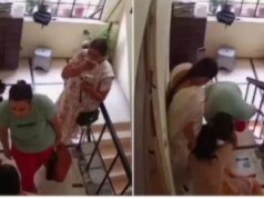 Kaynanasını darp edip merdivenlerden attı, annesi videoya çekti