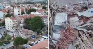 Depremin vurduğu Sındırgı havadan görüntülendi