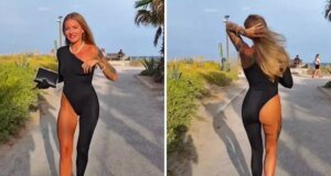 Fransız modelin olay yaratan plaj kıyafeti sosyal medyayı salladı