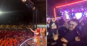 Manifest konserinde istenmeyen görüntü! Tokat anı kamerada