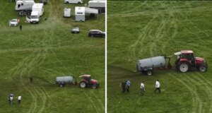 Traktörlerle dışkı yağmuru: Çiftçiler, kaçak kampçıları böyle kovdu