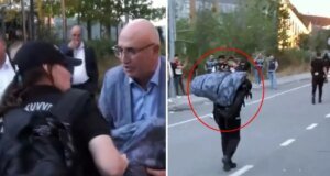 Kadın polise yardım etmek isteyen Mahmut Tanal, erkek polislere tepki gösterdi